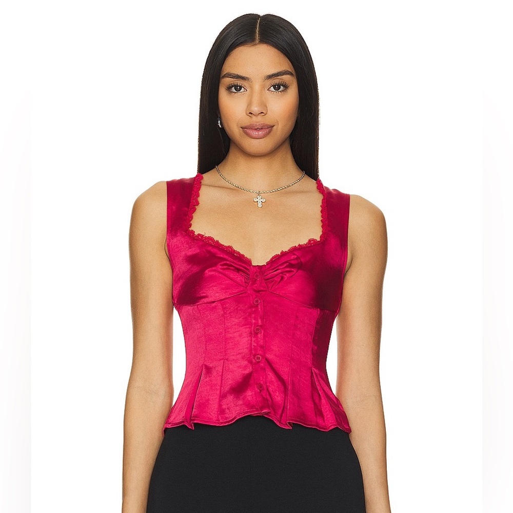 NWT More To Come Mina Bustier Top in Red
